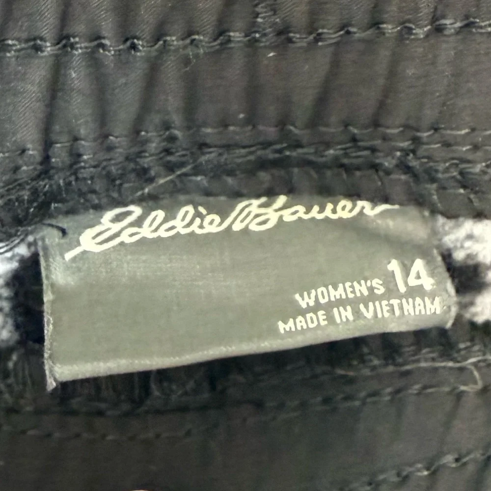 Eddie Bauer Black Fleece Lined Cargo Jogger Pant Women’s Size 14 Winter Cozy
